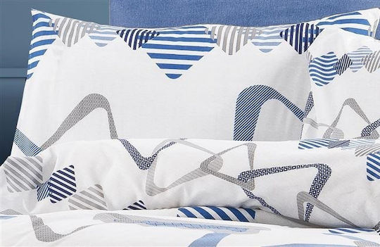 Dimcol Σετ Σεντόνια Υπέρδιπλα 240x270εκ. 489 White-blue (4τμχ)