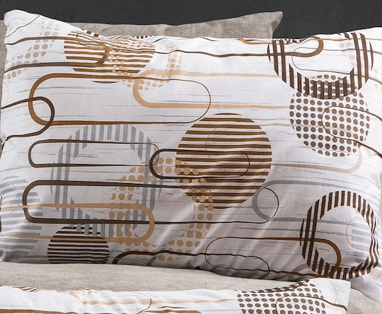 Dimcol Sheet Sets Queen 240x270cm. White-mocha 4pcs