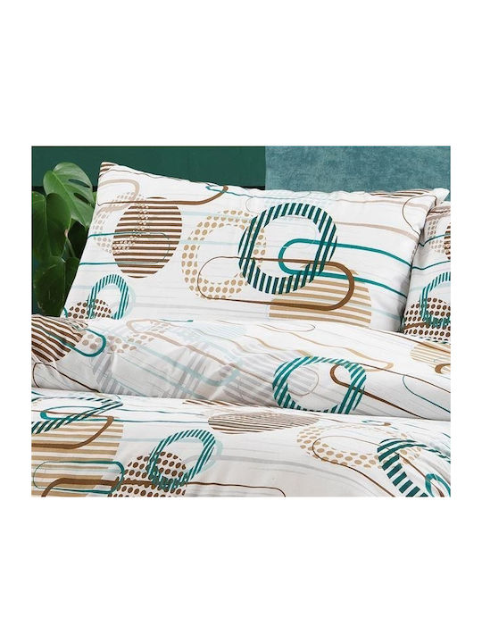 Dimcol Sheet Sets Queen 220x240cm. White-petrol 4pcs