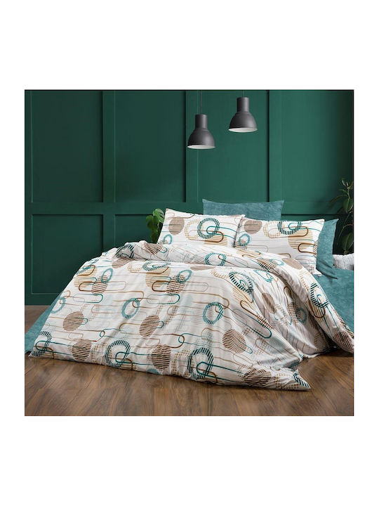 Dimcol Sheet Sets Queen 240x270cm. White-petrol 70/30 4pcs