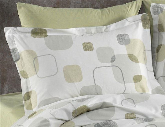 Dimcol Bettwäsche-Set Überdoppel 240x270cm. Melina White-olive 4Stück