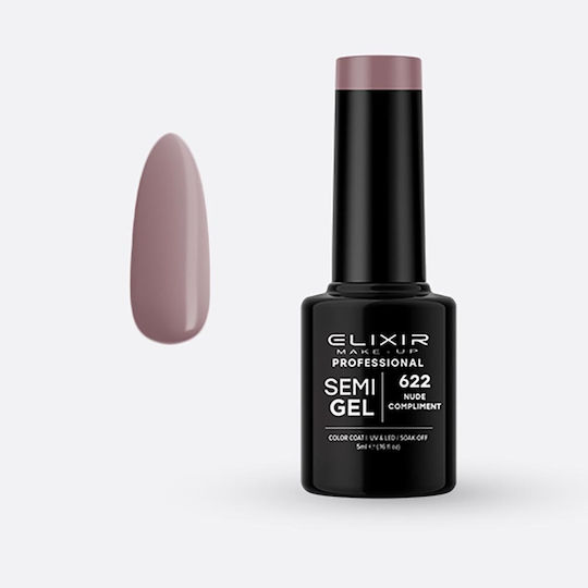 Elixir Semi Gel Хибриден Лак за Нокти 622 Nude Compliment 5мл 1бр