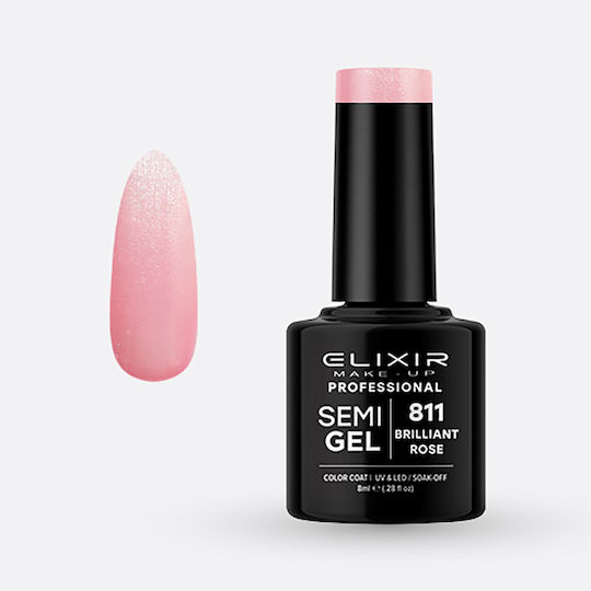 Elixir Semi Gel Semipermanent Lac de Unghii 811 cu Glitter 8ml 1buc