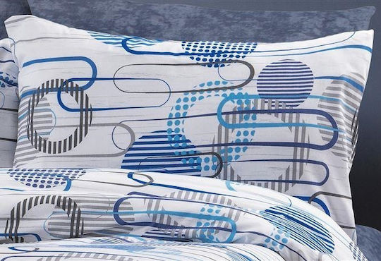 Dimcol Bettbezug Einzelbett 160x240 Διώνη 602 White-blue