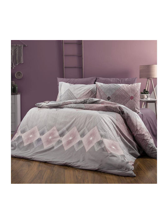 Dimcol Duvet Cover Single 160x240 Kallirroi 606 Grey-burgundy
