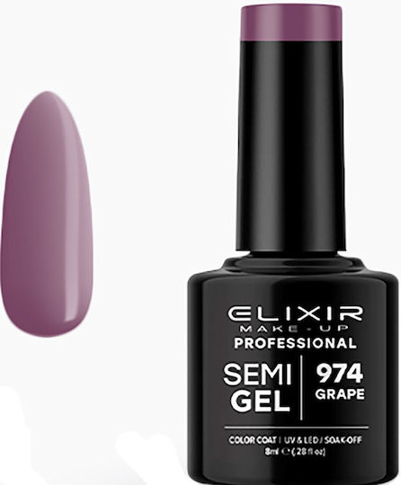 Elixir Semi Gel Ημιμόνιμο Βερνίκι Νυχιών 974 Grape 8ml