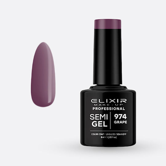 Elixir Semi Gel Ημιμόνιμο Βερνίκι Νυχιών 974 Grape 8ml