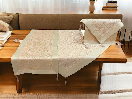 Комплект от 4 сатенени жакардови покривки за маса Merano 85x85 + тишлайфер 40x110 + 2 салфетки 40x40 Lh2065175
