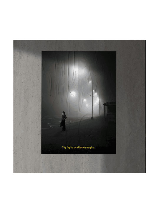 Poster City Lights Lonely Nights Tipografic 30x40 Poster City Lights Lonely Nights Tipografic 30x40