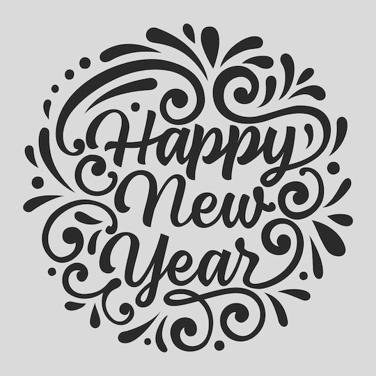 Автохотелото Happy New Year Калиграфско 65x65