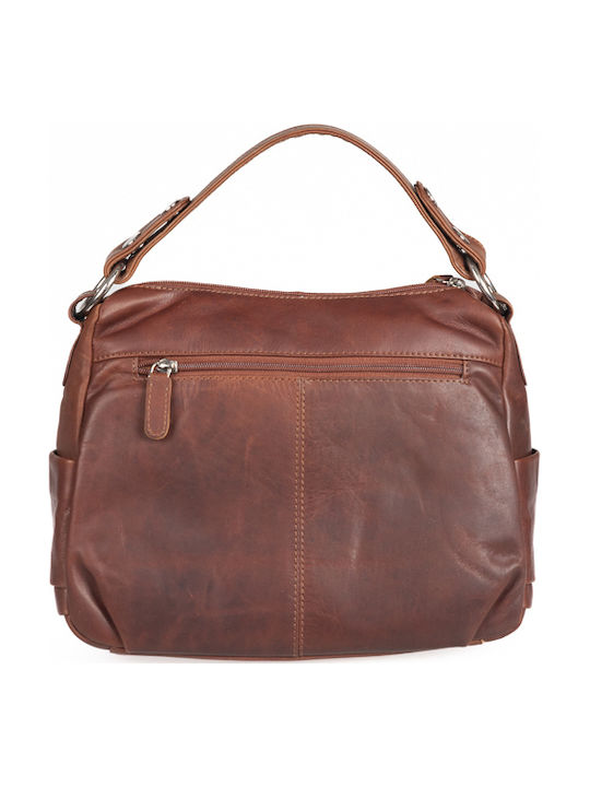 Leder Damentasche Schultertasche Tabac Braun