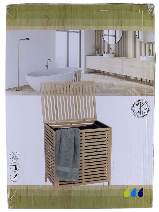 Eurocasa Laundry Basket Bamboo with Cap 60x53.5x37.5cm Brown Eurocasa Laundry Basket Bamboo with Cap 60x53.5x37.5cm Brown