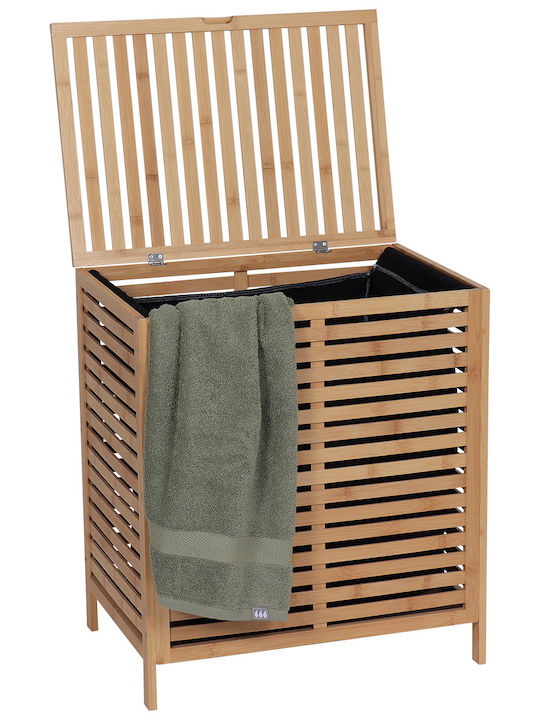 Eurocasa Καλάθι Απλύτων Bamboo με Καπάκι 60x53.5x37.5cm Καφέ