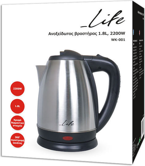 Life WK-001 Електрическа Кана 1.8л 2200W Сребриста