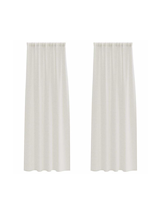 vidaXL Set Perdele Cu Coafură Bej 140x260 cm