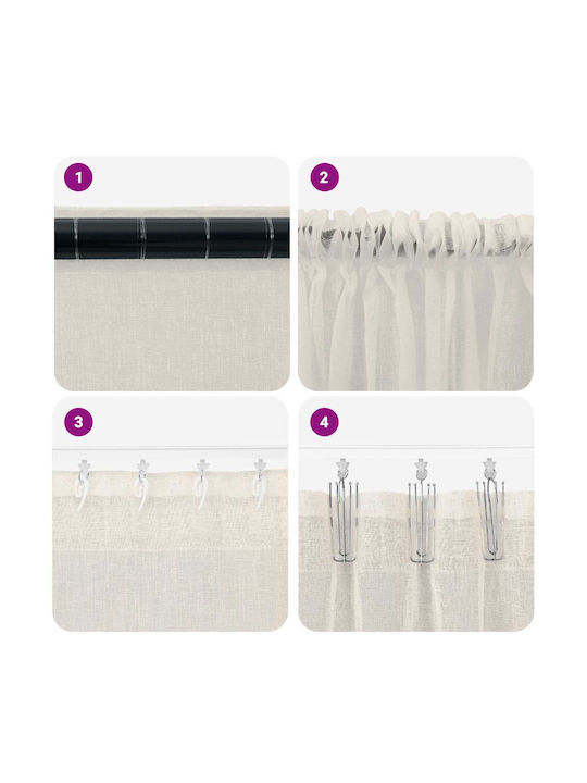 vidaXL Set Perdele Cu Coafură Bej 140x260 cm