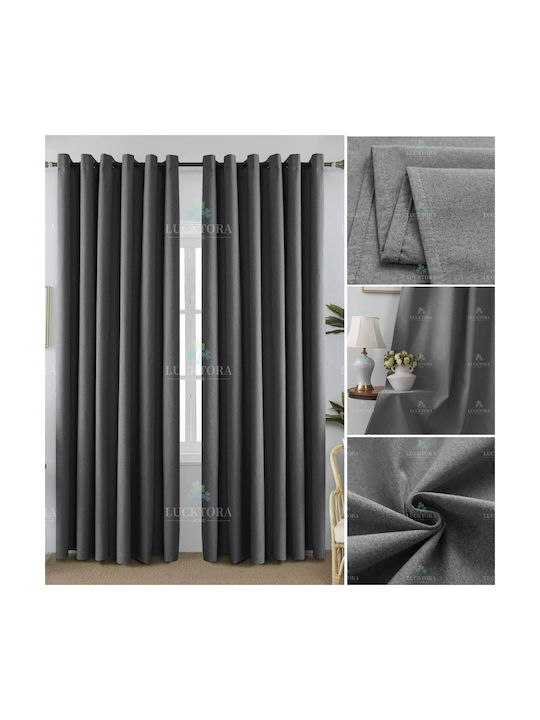 Lucktora Κουρτίνα με Τρουκς Γκρι 270x265εκ.