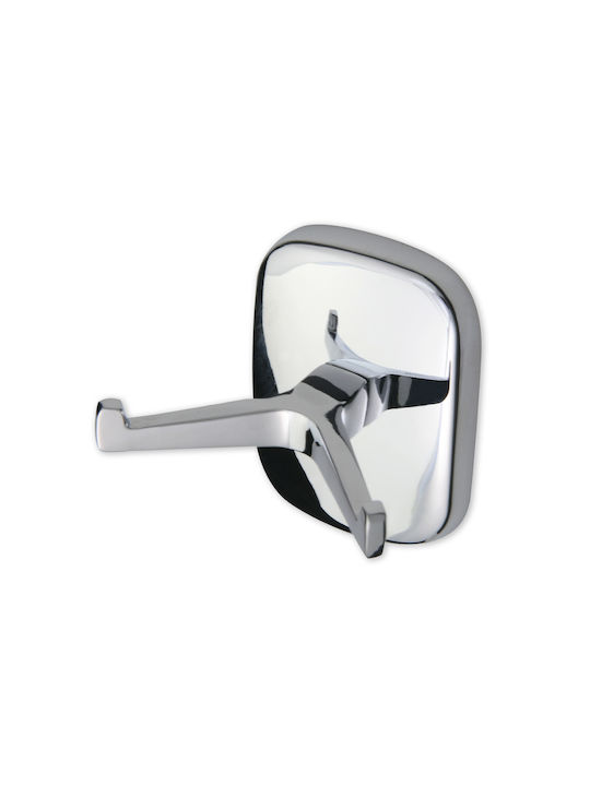 Double Wall-Mounted Bathroom Hook Silver