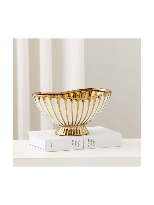 Decorative Ceramic Cup 27x18x14 Cm White Gold Keskor 63053
