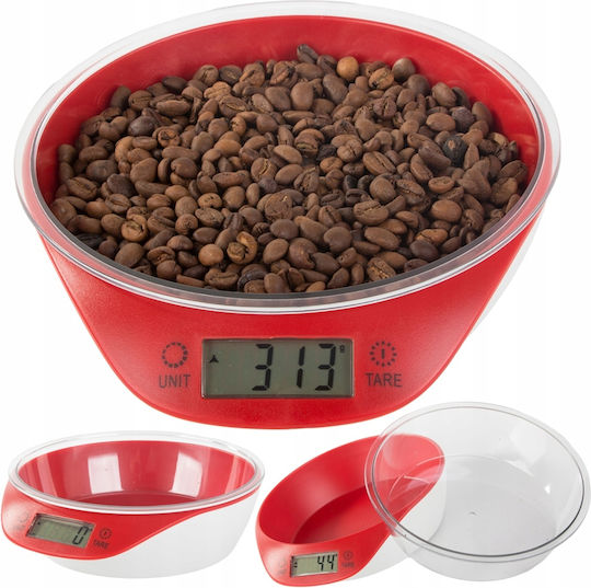 Ψηφιακή Ζυγαριά Κουζίνας με Κάδο έως 5kg Κόκκινη