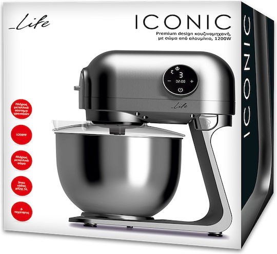 Life Iconic Stand Mixer 1200W with Stainless Mixing Bowl 5lt