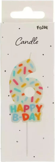 Birthday Candle Cozy Sprinkles Number 6 Multicolour Candle 7cm Kids Party