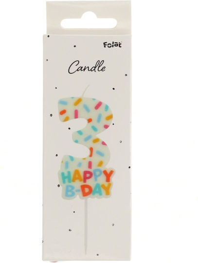Geburtstagskerze Cozy Sprinkles Nummer 3 Mehrfarbiges Kerze 7cm Kinderspaß