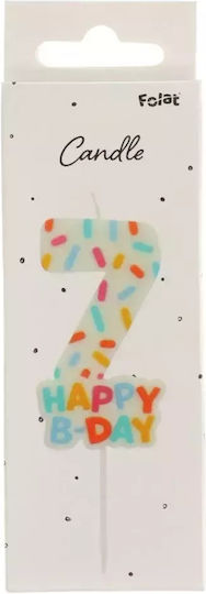 Birthday Candle Cozy Sprinkles Number 7 Multicolour Candle 7cm Kids Party