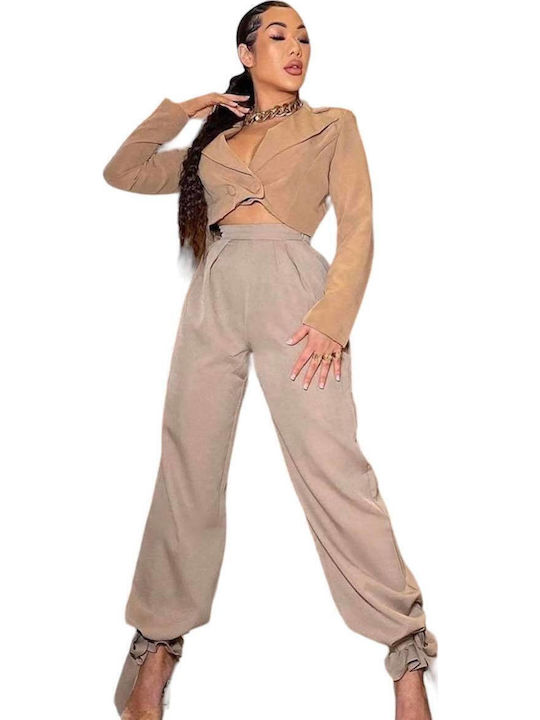 Woman's Fashion Women's Fabric Trousers Ecru