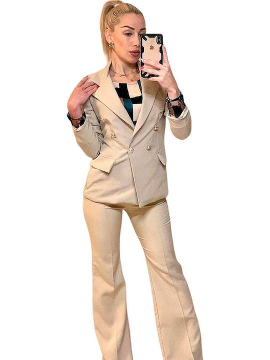 Woman's Fashion Women's Beige Set with Trousers
