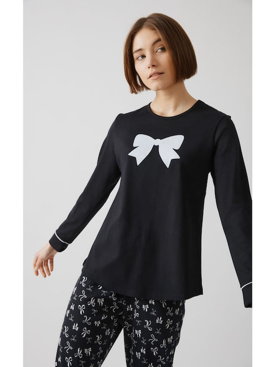 Minerva Winter Damen Pyjama-Set Black
