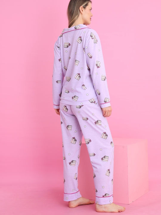 Siyah Inci De iarnă Set Pijamale pentru Femei Lilac