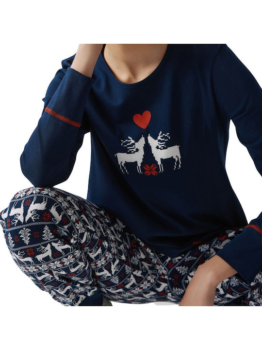 Minerva Winter Women's Pyjama Set Blue Marine