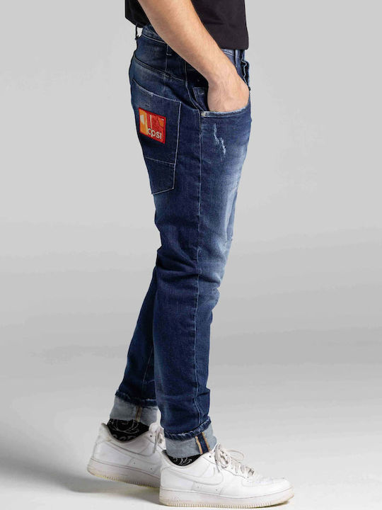 Men's Jeans Pants Elastic with Regular Fit Dark Blue