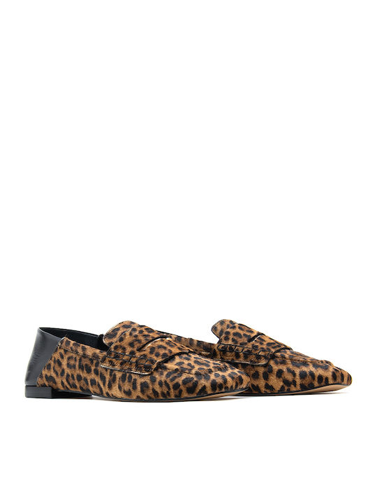 Leder Damen Mokassins in Braun Farbe