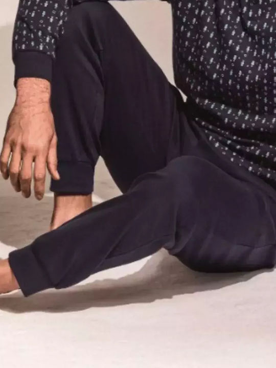 Infioreuomo Men's Winter Pajamas Set Navy Blue