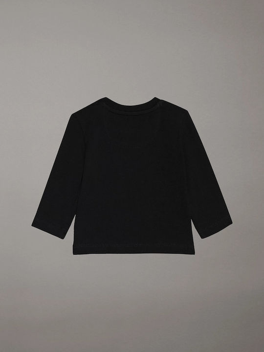 Kids Long-sleeved Black Monogram Top