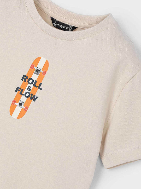 Kinder-T-Shirt Beige Roll and Flow