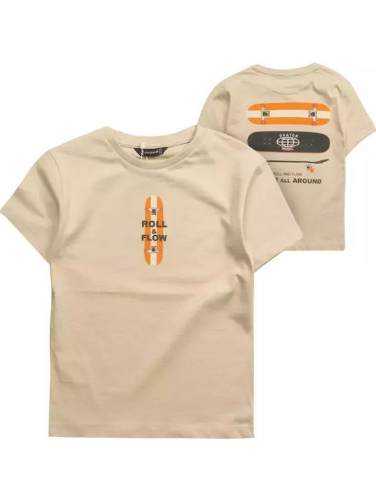 Kinder-T-Shirt Beige Roll and Flow