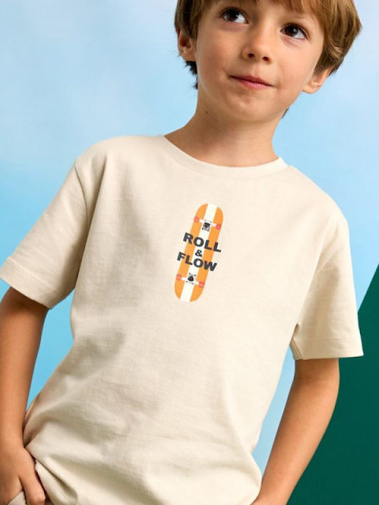 Kinder-T-Shirt Beige Roll and Flow