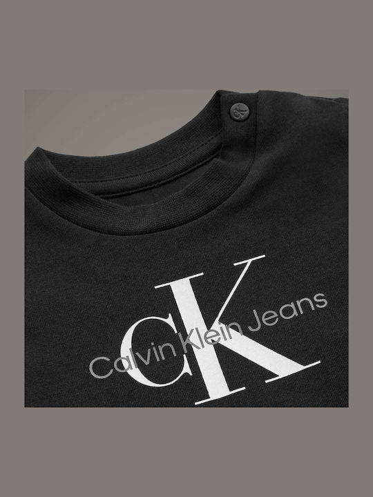 Kids Long-sleeved Black Monogram Top