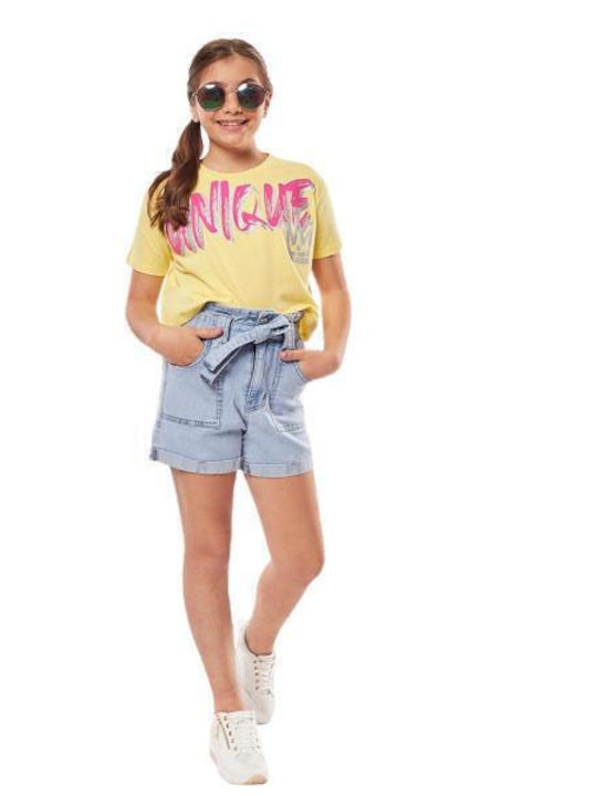 Kids' Crop Top Short Sleeve Yellow
