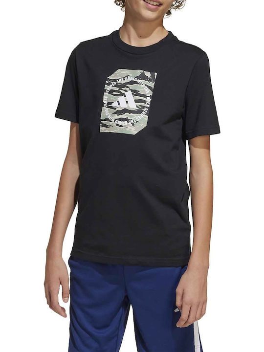 Kinder-T-Shirt Schwarz Camo Box