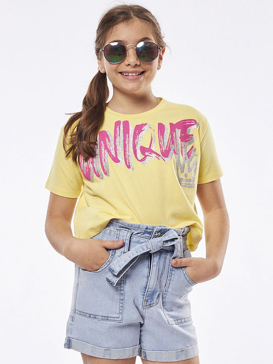 Kids' Crop Top Short Sleeve Yellow