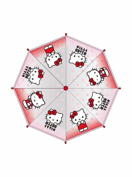 Hello Kitty Παιδική Ομπρέλα Μπαστούνι Ροζ 45εκ.