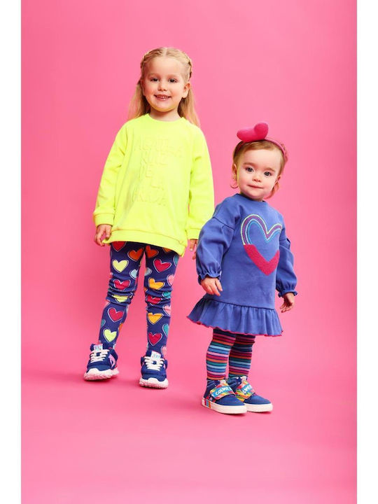 Girls Dress Sweatshirt Long Sleeve Set of 2 with Tights Blue