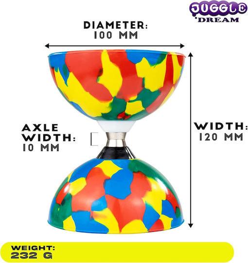 Juggle Dream Diabolo Jester Diabolo & 'Pro Sticks' Multicolored / Silver (Various Designs/Assortment of Designs) 1pc