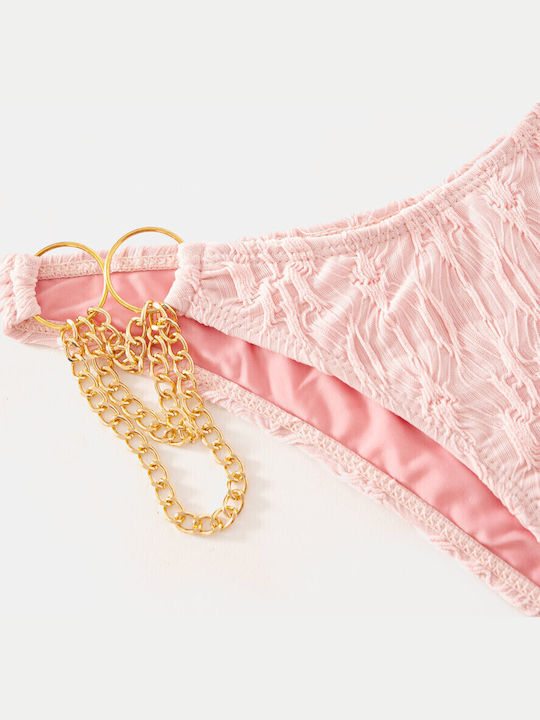 Set Bikini Triunghi Detaliu Lanț Roz Roz