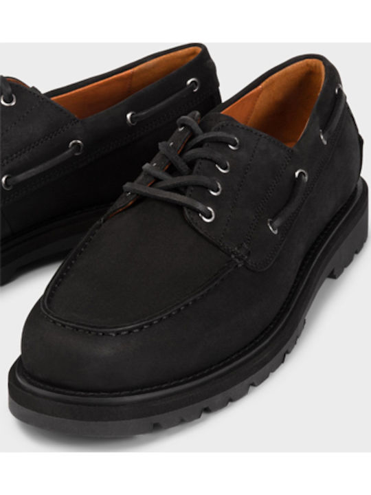Jay Leder Herren Bootsschuhe in Schwarz Farbe