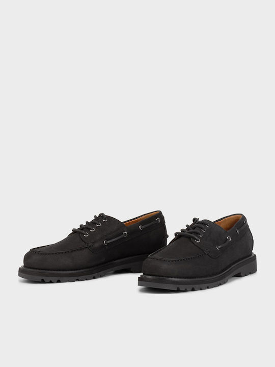 Jay Leder Herren Bootsschuhe in Schwarz Farbe
